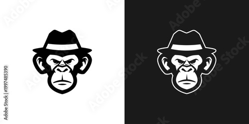 Ape wearing hat illustration isolated vector graphic