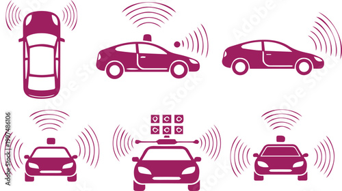 Autonomous vehicle technology illustration radar sensors and vehicle perspectives