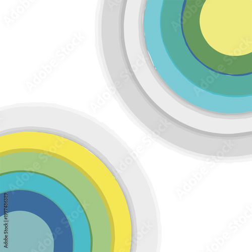 Abstract geometric circles arranged in a pleasing pattern featuring multiple colorful layers with soft edges and light textures