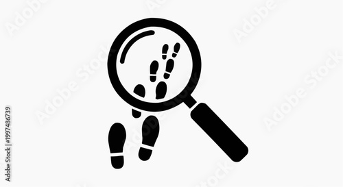 Magnifying Glass Searching Footprints Investigation Icon