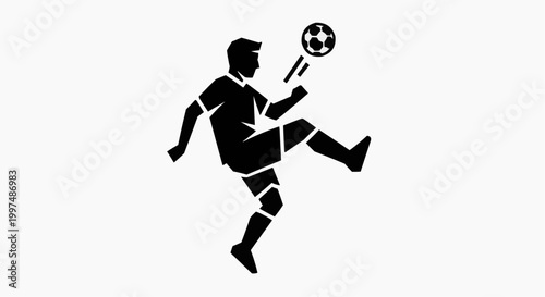 Professional Soccer Player Silhouette Performing a High Kick