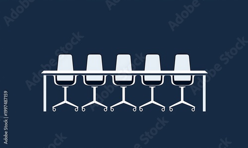 Conference room table with five chairs for group meetings and team discussions.