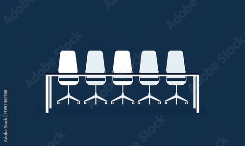 Boardroom table with five seats for corporate meetings and business negotiations.