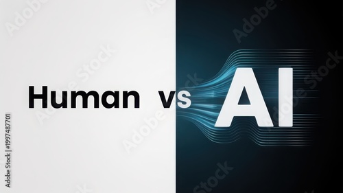 Human vs AI Typography Concept for Business Innovation and Technology Exploration