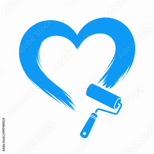 Blue Heart Painted With Roller Father's Day Hari Ayah Fatherhood Dad Papa Father Parent Family Celeb