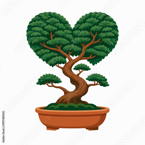 Heart-Shaped Bonsai Tree in a Pot Father's Day Hari Ayah Fatherhood Dad Papa Father Parent Family Ce