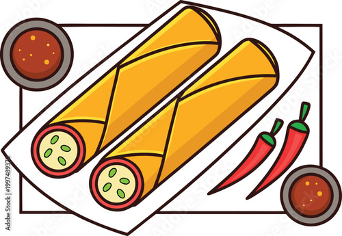 Realistic Kathi Roll Indian Street Food Scene. Kathi Roll Wrapped Indian Food Serving Concept. Indian Kathi Roll Spicy Street Food Wrap. Realistic Kathi Roll Roll Wrap Food Plate. Kathi Roll Tradition