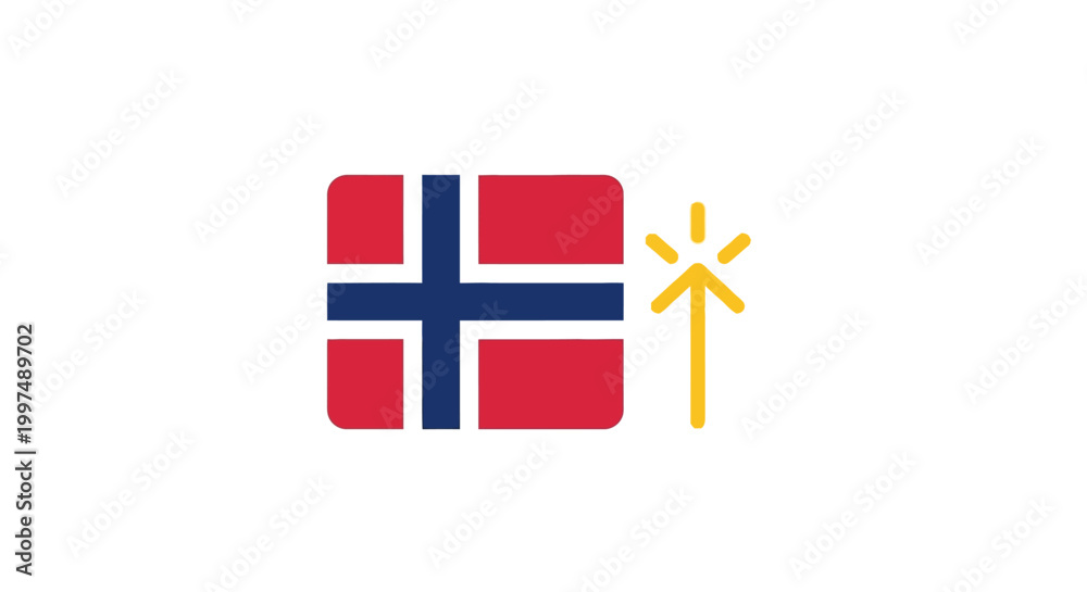 Obraz premium Norway flag with wind turbine symbol.
