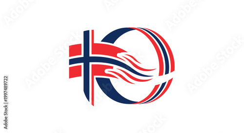 Norwegian flag symbol with flame.