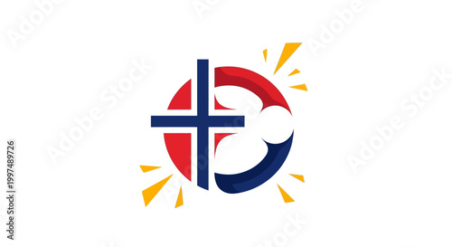Norwegian flag symbol with number 3.