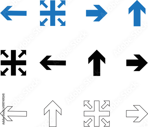 Arrow icons a collection of directional symbols in various styles