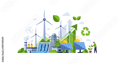 Eco-Friendly Energy Mix: Wind, Solar, Hydro, Recycling, & Green Growth for a Sustainable Future