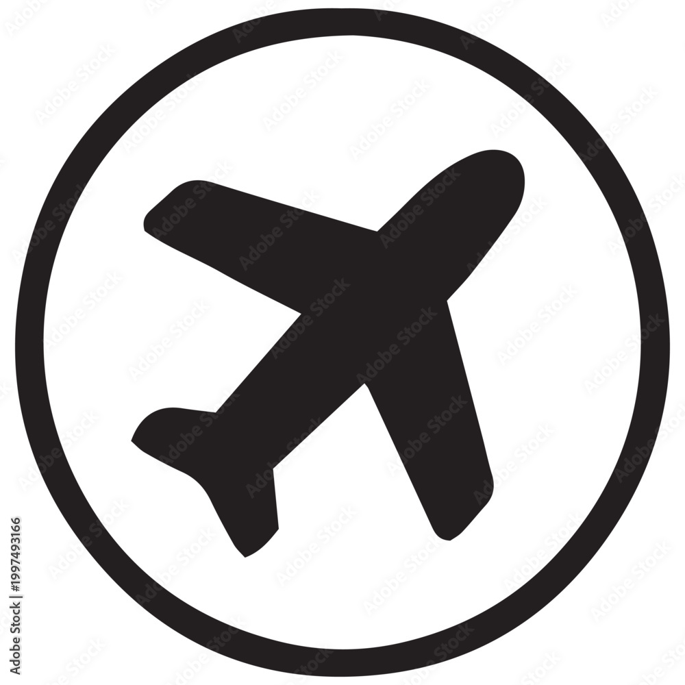 Obraz premium Travel and global connectivity airplane and globe icon in a circular design