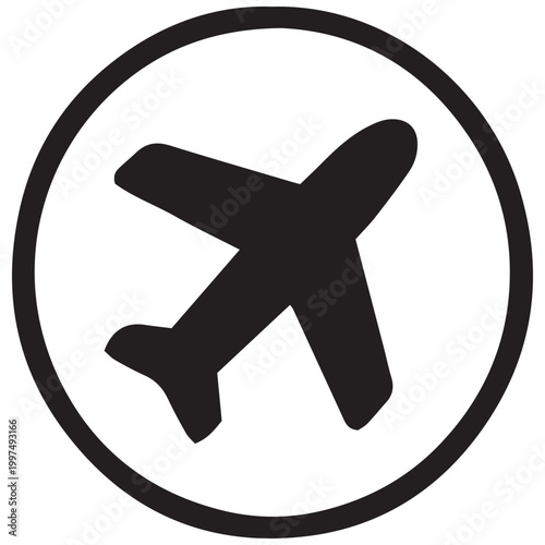 Travel and global connectivity airplane and globe icon in a circular design