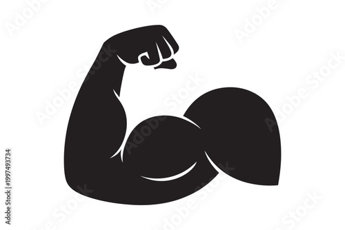Muscle icon vector, strong muscular arms fitness symbol, bodybuilding strength biceps icon isolated clean minimal illustration