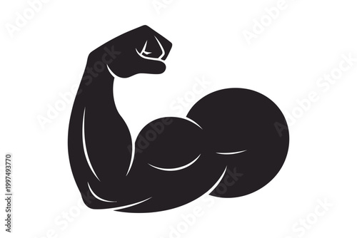 Muscle icon vector, strong muscular arms symbol, fitness strength biceps line and flat style isolated illustration clean design