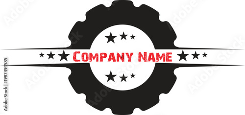 Abstract black and white gear vector background with map style design and symbolic elements