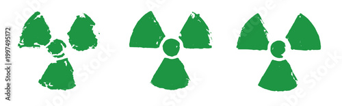 Radioactive Icon Grunge Stencil Spray Paint Vector Set