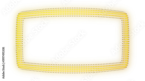 Golden Horizontal Rectangle Frame, Digital Star Particles, Glowing Dot Grid Geometric Shape Border, PNG Transparent Background