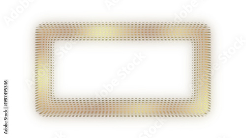 3D Golden Horizontal Rectangle Frame, Digital Dot Particles, Glowing Dot Grid Geometric Shape Border, PNG Transparent Background