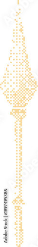 Golden ornate scepter with diamond shape emblem on white background
