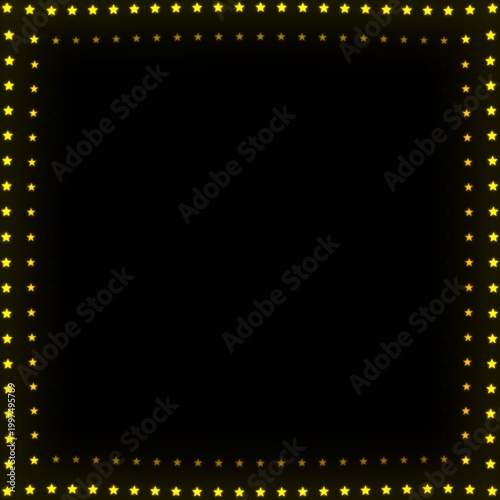 Star Border Frame on Black Background