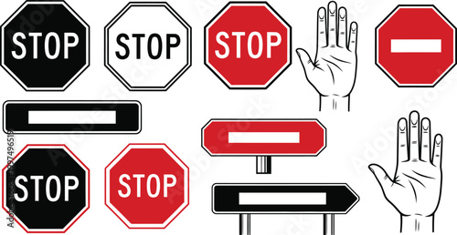 Stop sign variations and hand gestures a collection of traffic control imagery