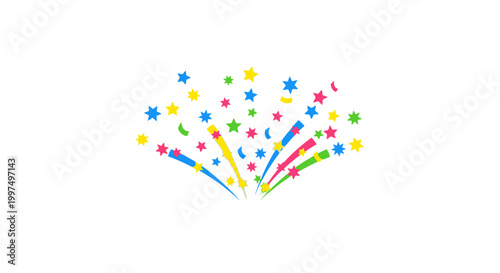 Colorful Fireworks Display Celebration with Stars and Crescent Moons