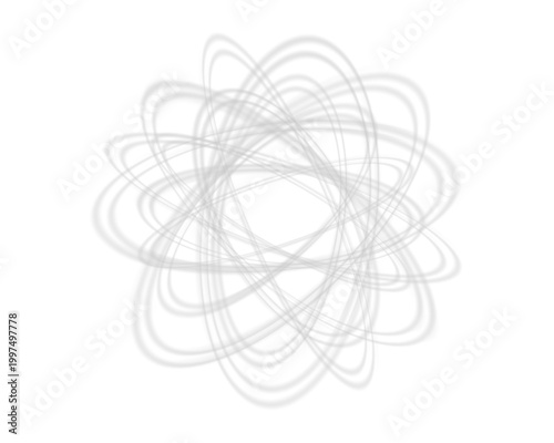 Atom particle, grey magic rings energy swirl. Abstract vector illustration.	
