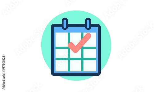 Calendar icon with check mark graphic for scheduling and planning tasks.