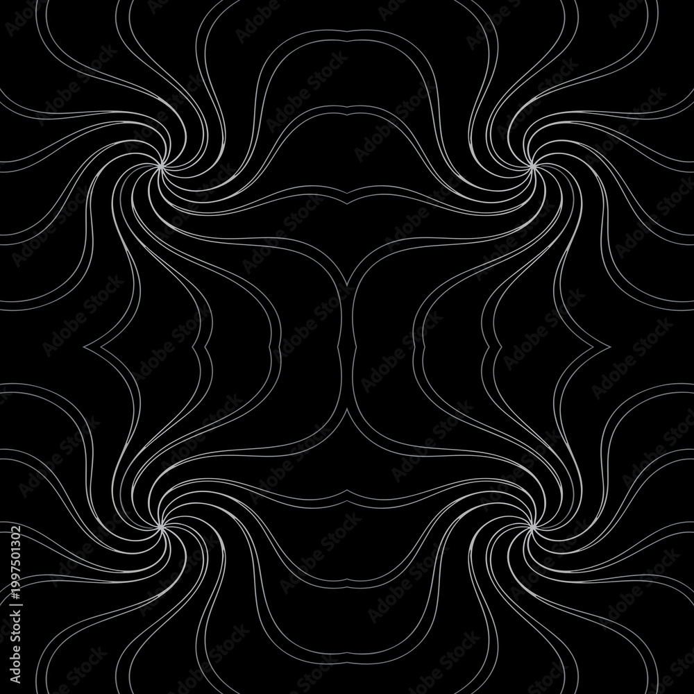 Fototapeta premium Abstract Symmetrical Swirl Line Seamless Pattern