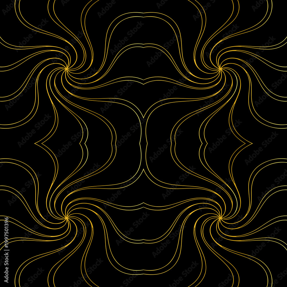 Fototapeta premium Abstract Symmetrical Swirl Line Seamless Pattern