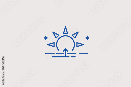Sunrise line icon for early morning light and dawn beginnings. Inspiring vector illustration for morning routine planners and daily news broadcast headers.