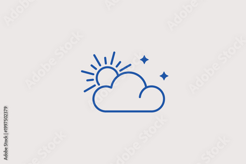 Crescent moon and star line icon for clear night skies and astronomical events. Celestial vector illustration for horoscope websites and children’s bedtime storybook designs.