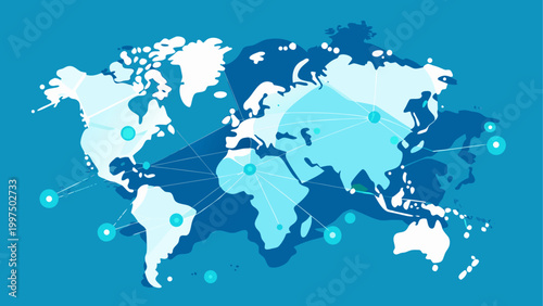 World map with highlighted continents and oceans