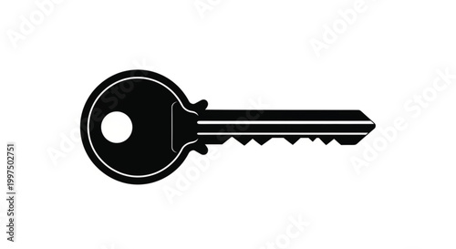 Key silhouette vector illustration in black with classic design for security symbols real estate branding access icons and modern graphic use