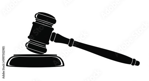 Judge gavel silhouette vector illustration in black for law firm logos justice symbols court graphics and legal design use