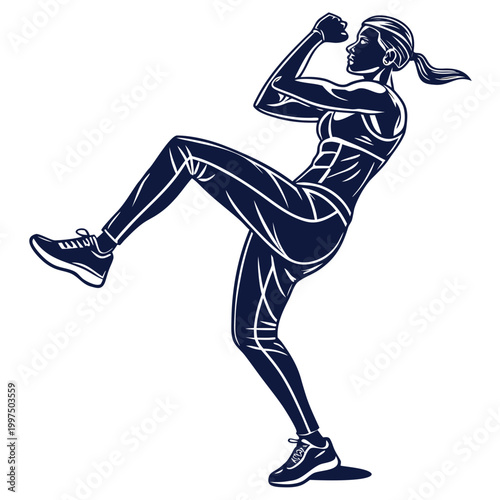 Woman flexing muscle in fitness pose