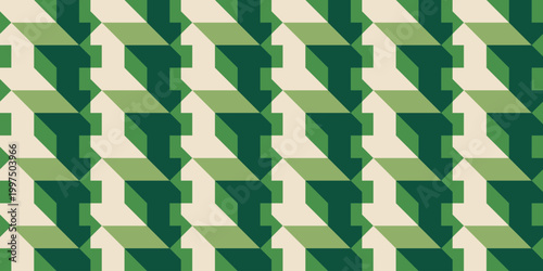 Green Geometric Isometric 3D Shape Pattern Background Design