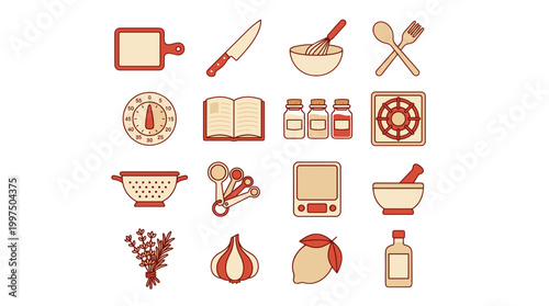 Collection of kitchen and cooking related icons
