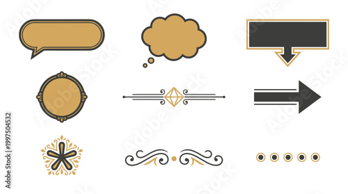 Collection of various speech and thought bubble icons