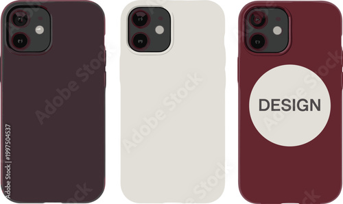 Cartoon vector illustration of phone cases showing customizable smartphone cover design with stylish creative variation