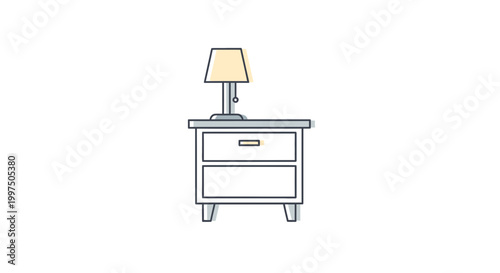 Cozy Bedroom Nightstand with Lamp, Modern Interior Decor