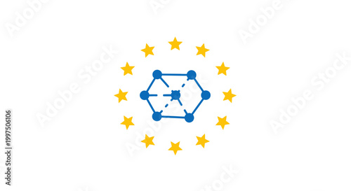 European Union Flag Symbol Emblem Design.