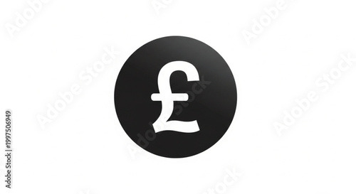Pound currency symbol vector icon in minimal black circle design for finance apps banking graphics and business UI use