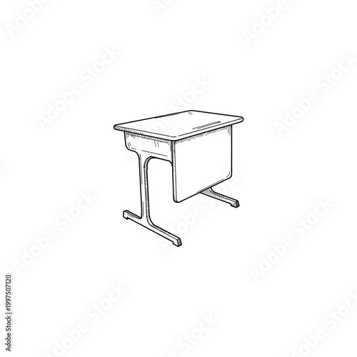 Classic school desk with metal legs and flat surface for learning  