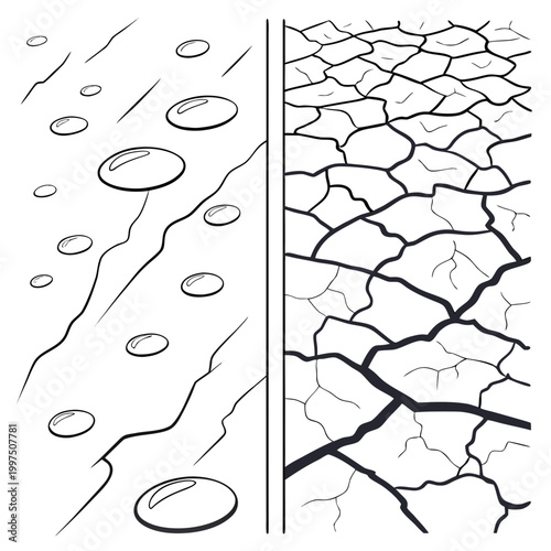 Skin texture comparison with dry and hydrated surface