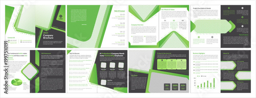 Green gradient multi page company profile brochure template