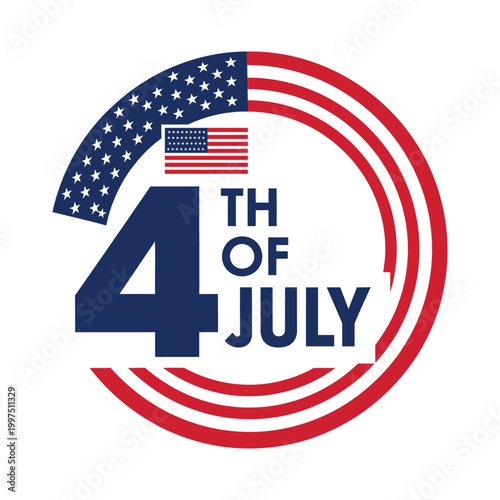Fourth of july independence day circular badge graphic with american flag stars and stripes pattern element