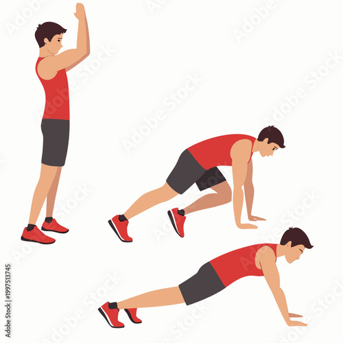 Man Doing Burpees exercise fitness workout
